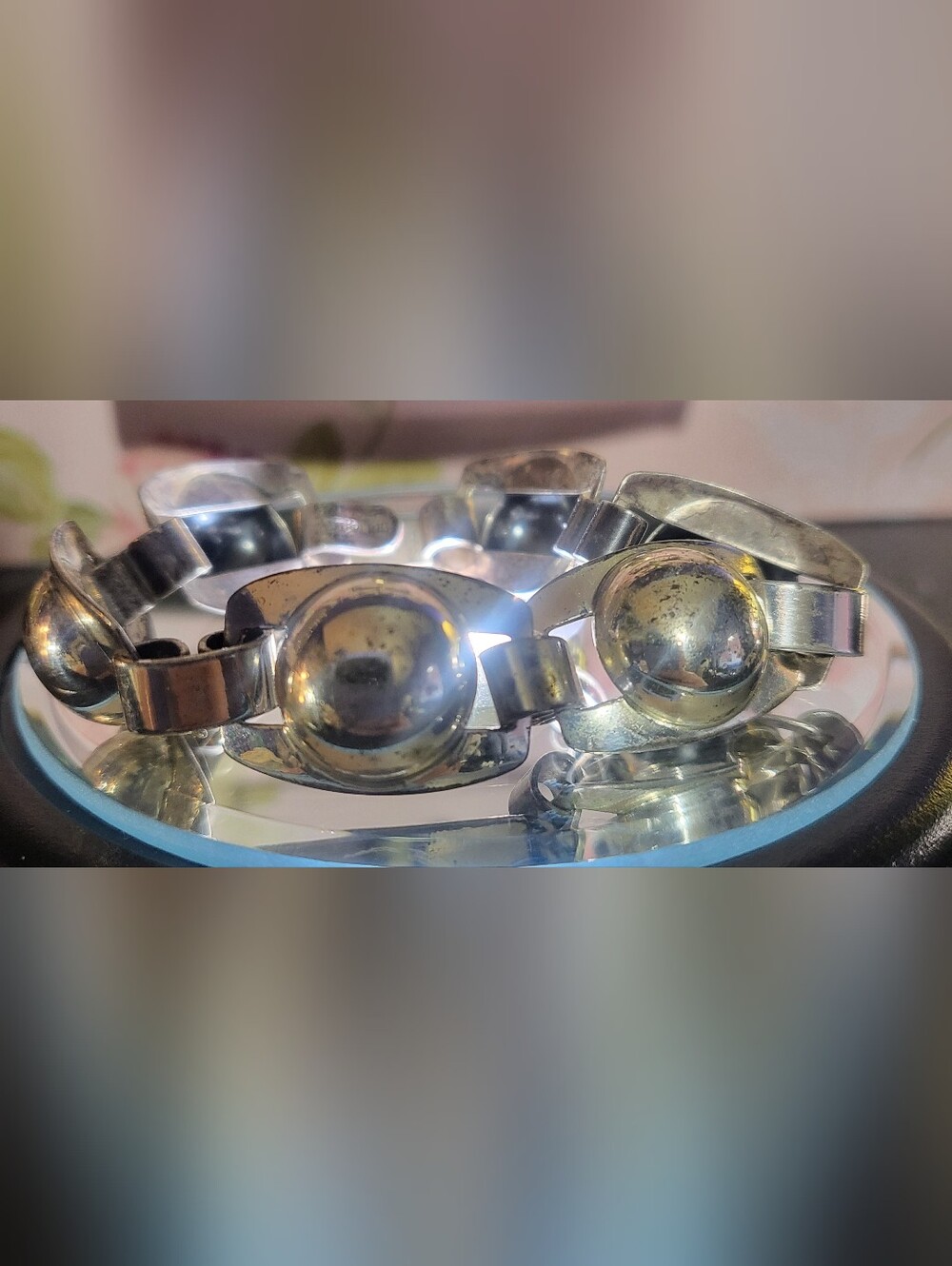 7" 20g Vintage Native American / Southwestern Sterling Silver Dome Link Bracelet